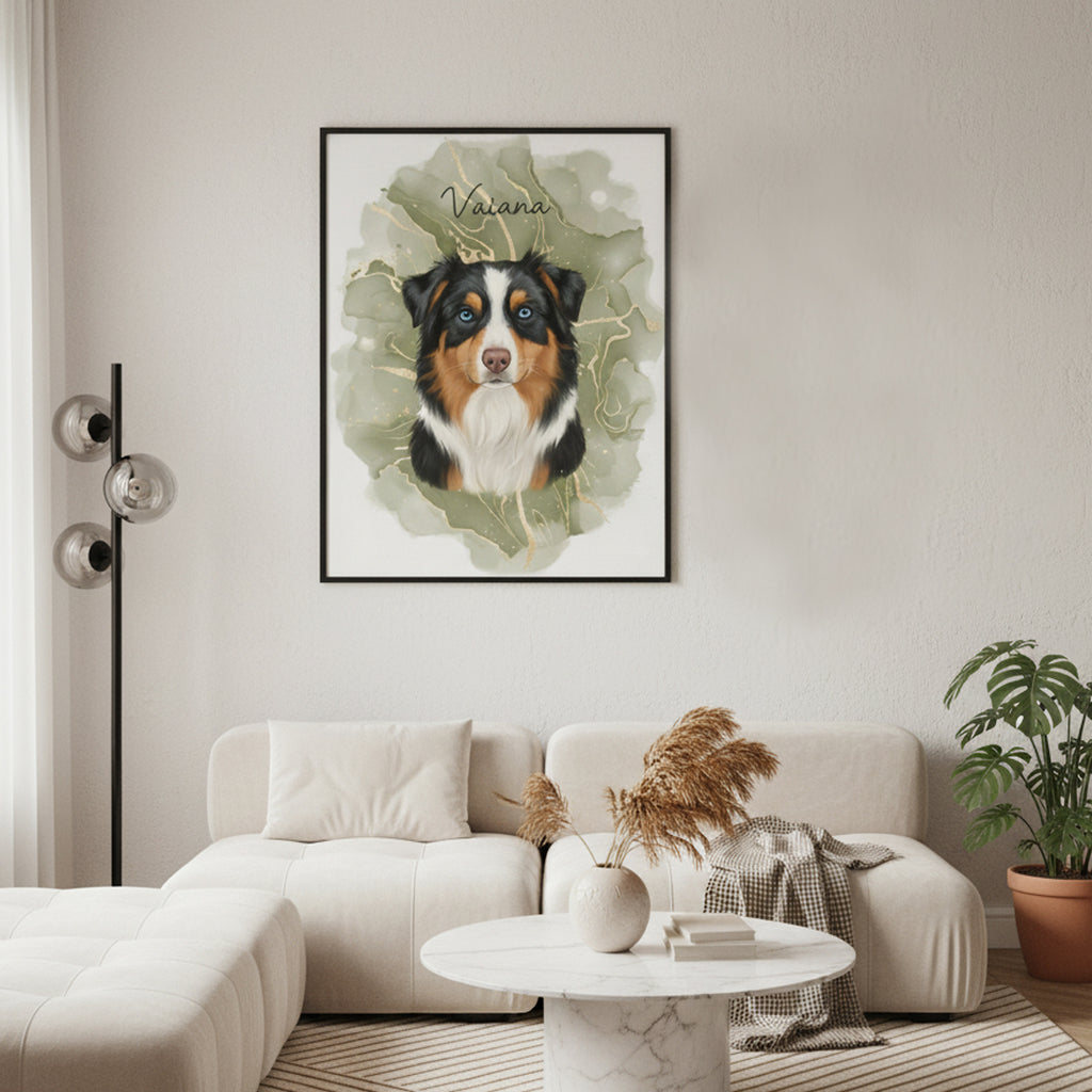 Portrait personnalisé chien, Berger Australien