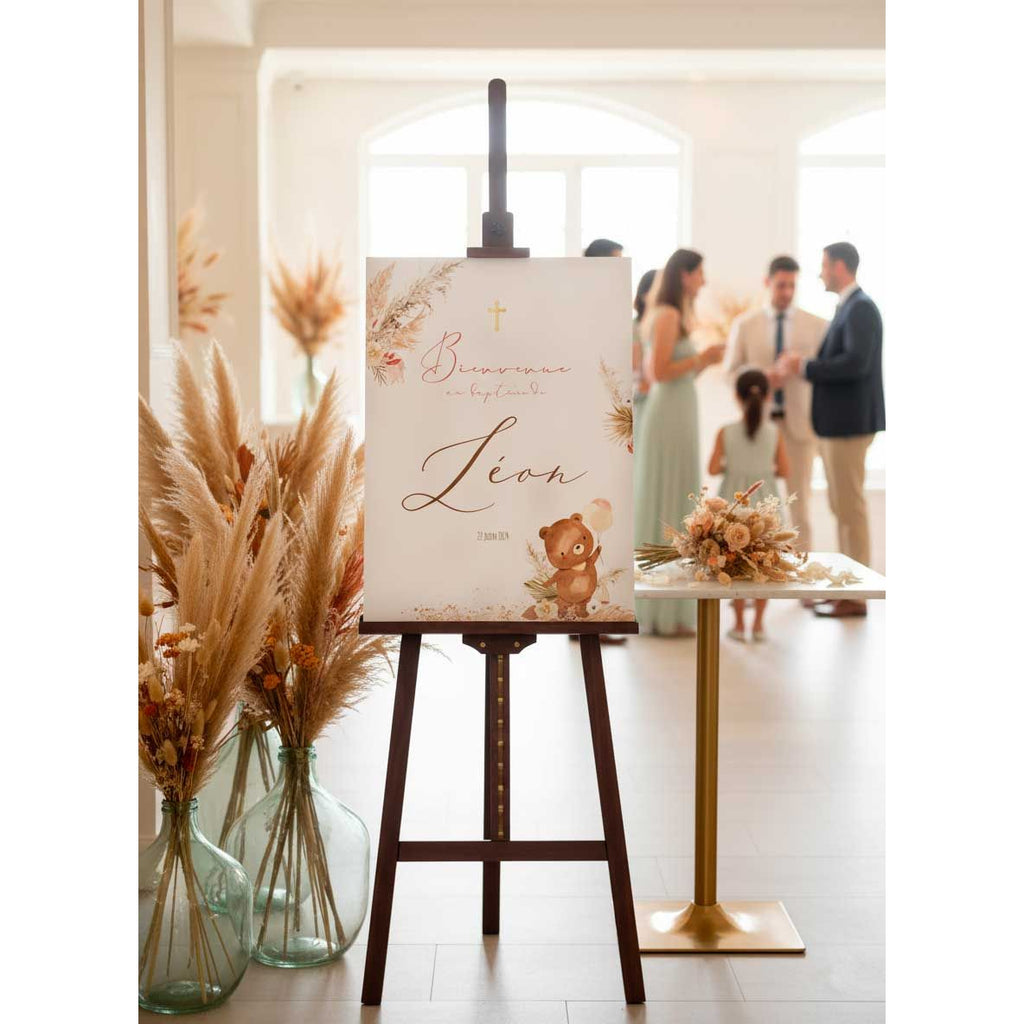 Affiche bienvenue baptême Ours et Pampas