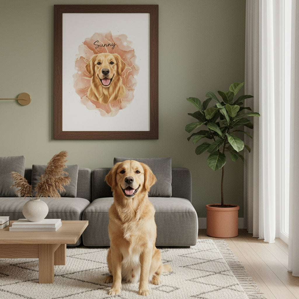 Portrait personnalisé chien, Golden Retriever