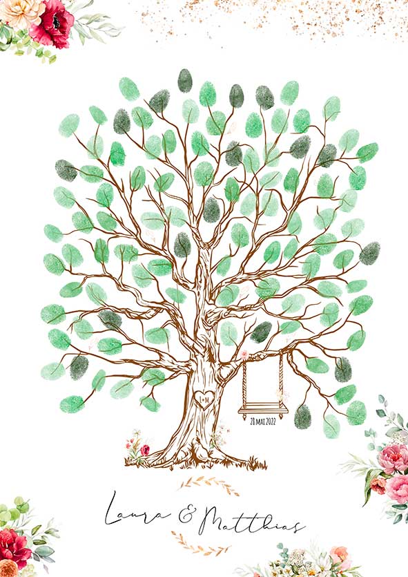 Pack Mariage : Arbre d’empreintes + Portrait personnalisé mariage – Pivoine ( jusqu'à -70%)