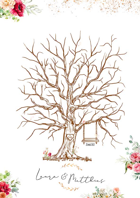 Pack Mariage : Arbre d’empreintes + Portrait personnalisé mariage – Pivoine ( jusqu'à -70%)