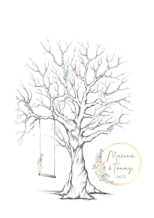 Pack Mariage : Arbre d’empreintes + Certificat personnalisé mariage – Pampas ( jusqu'à -70%) (Copie)