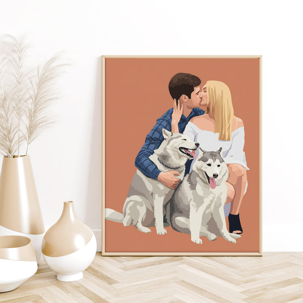 Portrait personnalisé couple d’après photo – cadeau amour, mariage ou anniversaire