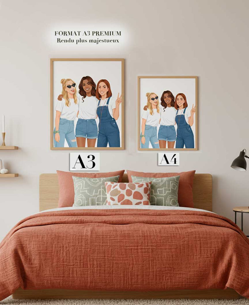Portrait personnalisé meilleure amie | Illustration d’après photo – Cadeau amitié & anniversaire