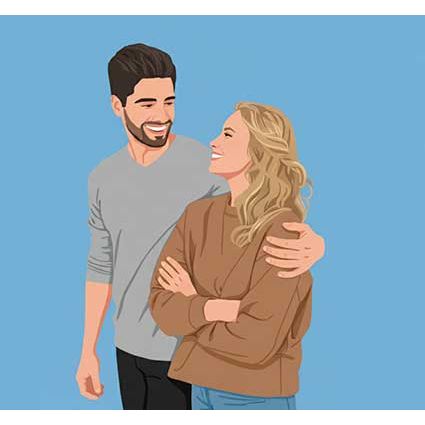 Portrait personnalisé couple d’après photo – cadeau amour, mariage ou anniversaire