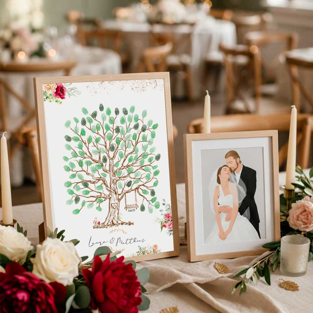Pack Mariage : Arbre d’empreintes + Portrait personnalisé mariage – Pivoine ( jusqu'à -70%)