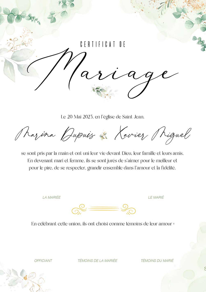 Pack Mariage : Arbre d’empreintes + Certificat personnalisé mariage – Pampas ( jusqu'à -70%) (Copie)