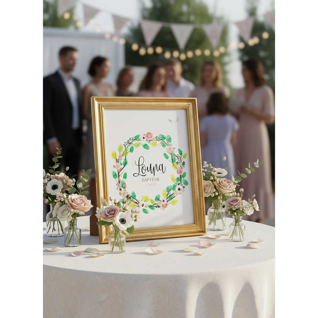 Arbre à empreintes Couronne d'eucalyptus et fleurs