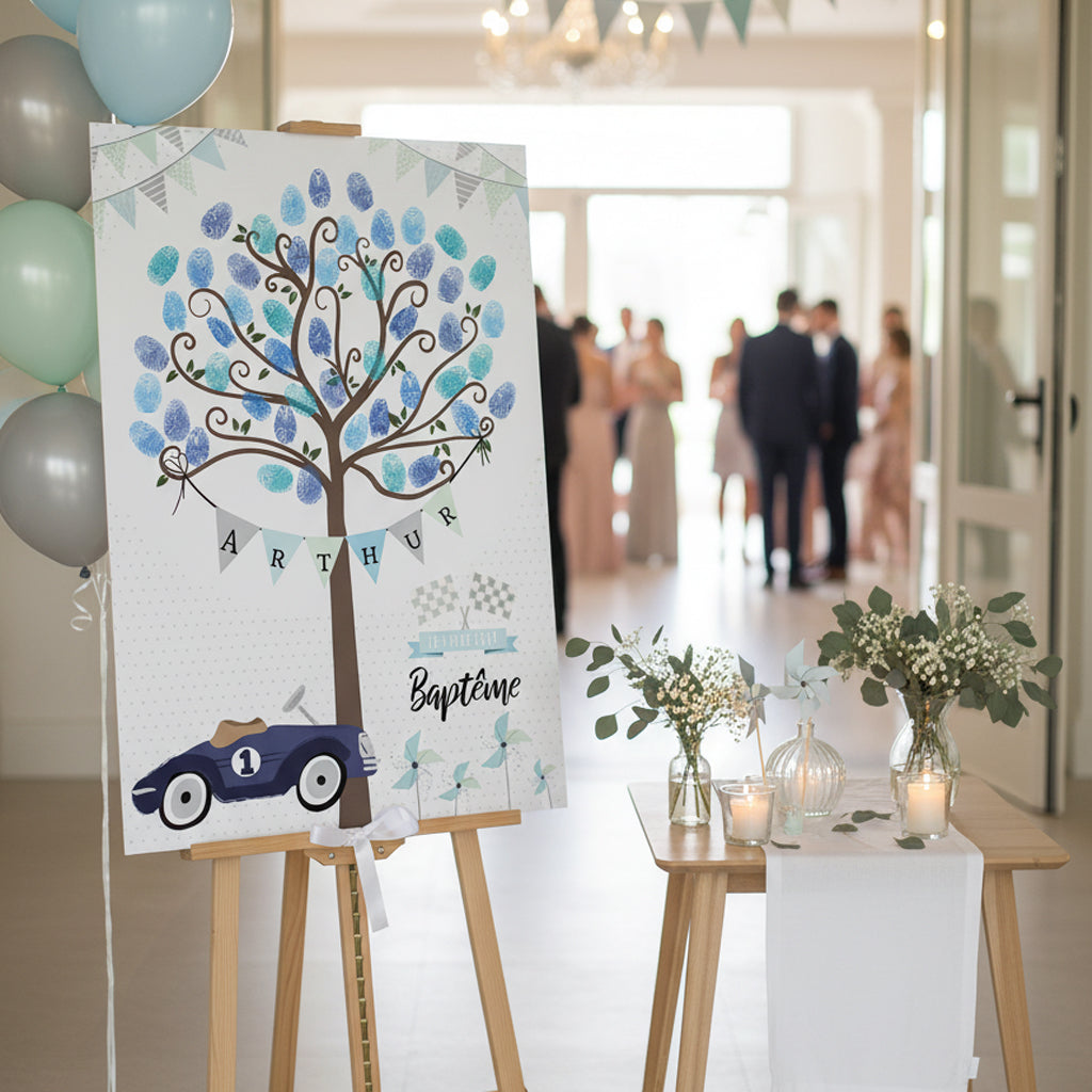 Pack Baptême : Arbre d’empreintes + Affiche personnalisé enfant – Voiture Vintage jusqu'à -70%