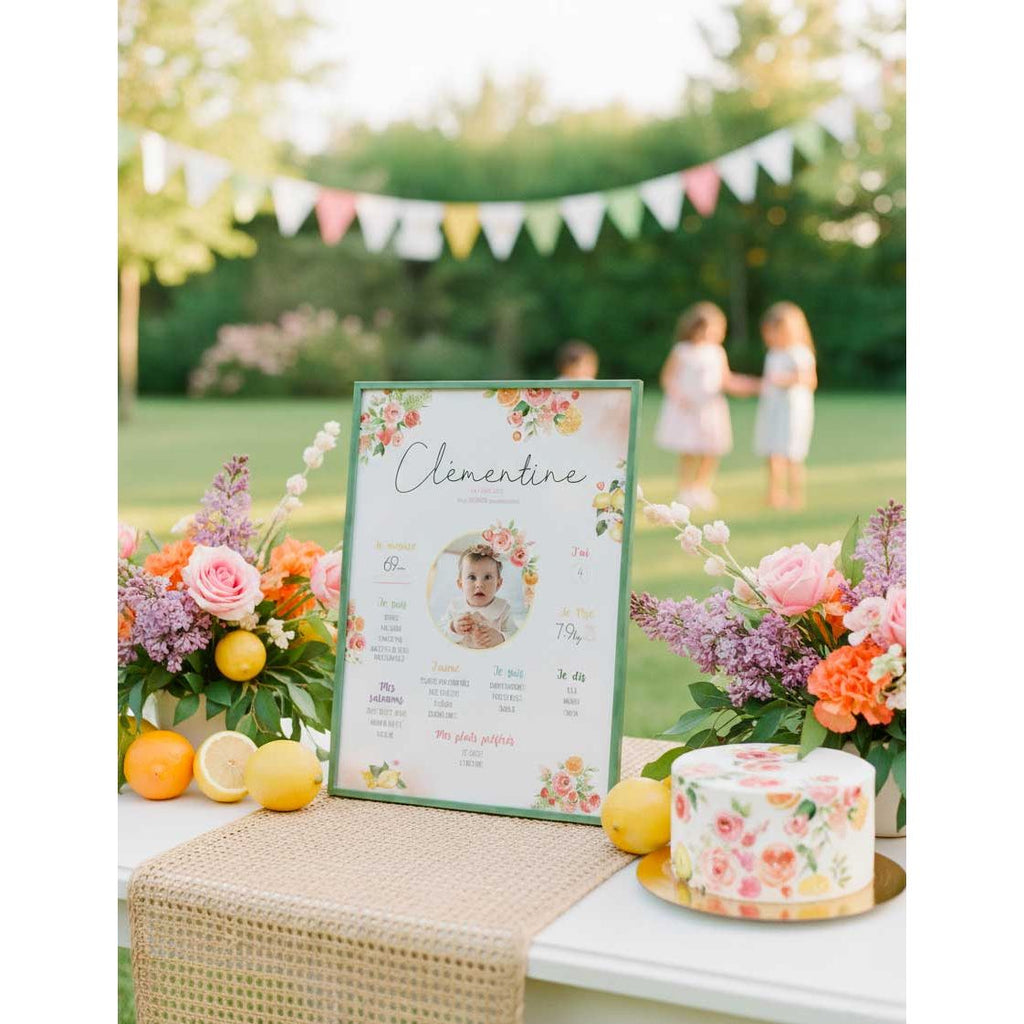 Affiche anniversaire Fruits et fleurs d'été, tutty fruity