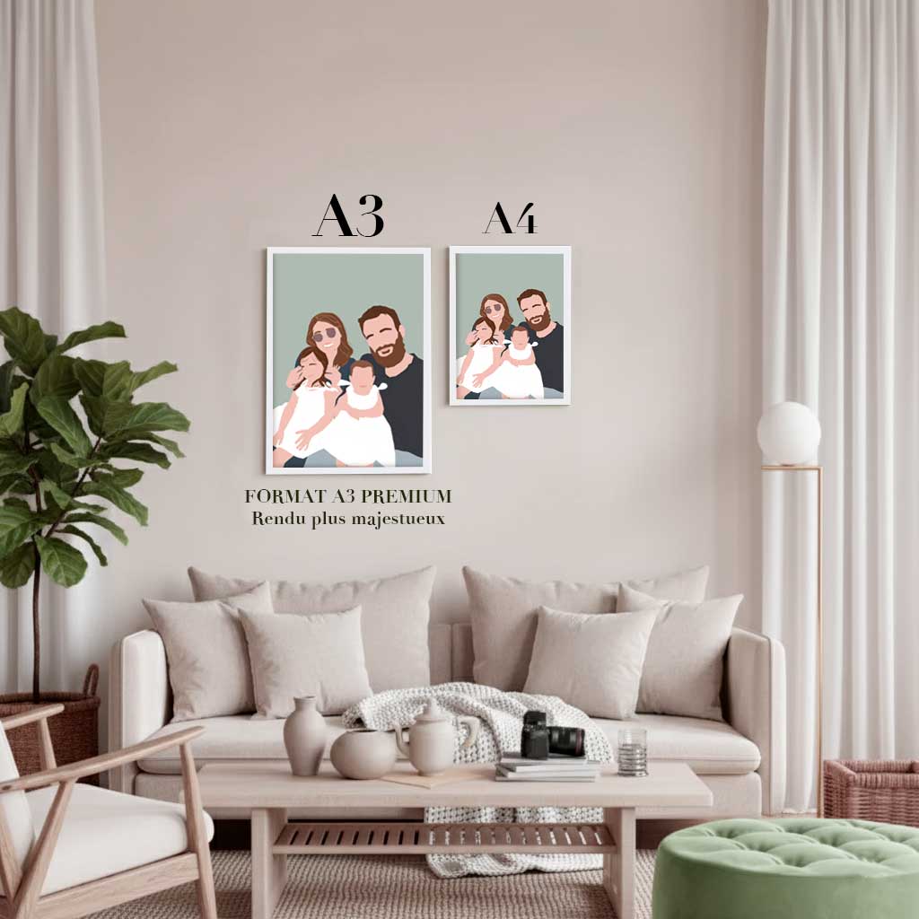 Portait famille, couple et amis personnalisé graphique