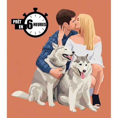 Portrait personnalisé couple d’après photo – cadeau amour, mariage ou anniversaire