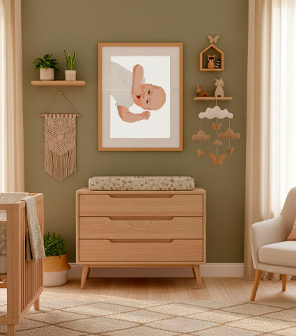 Pack Duo Baptême : Arbre à empreintes + Portrait personnalisé bébé ( jusqu'à -70% )