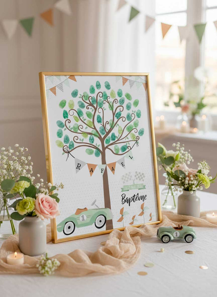 Arbre à empreintes Voiture Vintage Vert