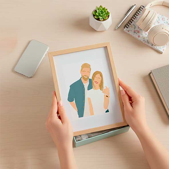 Portait famille, couple et amis personnalisé graphique