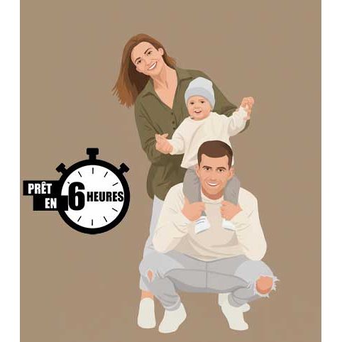 Portrait personnalisé famille – Illustration minimaliste & moderne | Omade Création