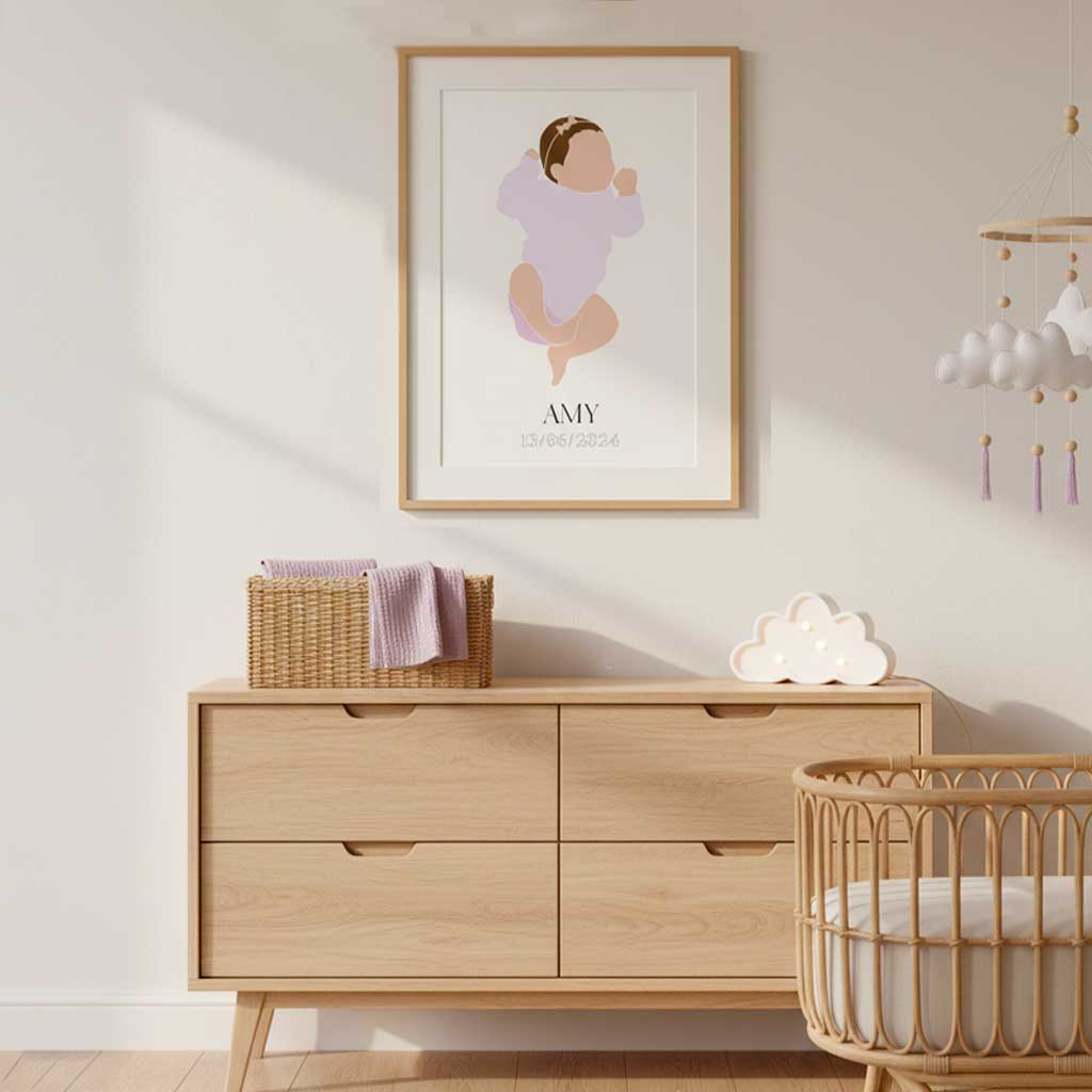 Portrait bébé personnalisé – cadeau de naissance / premier Noël