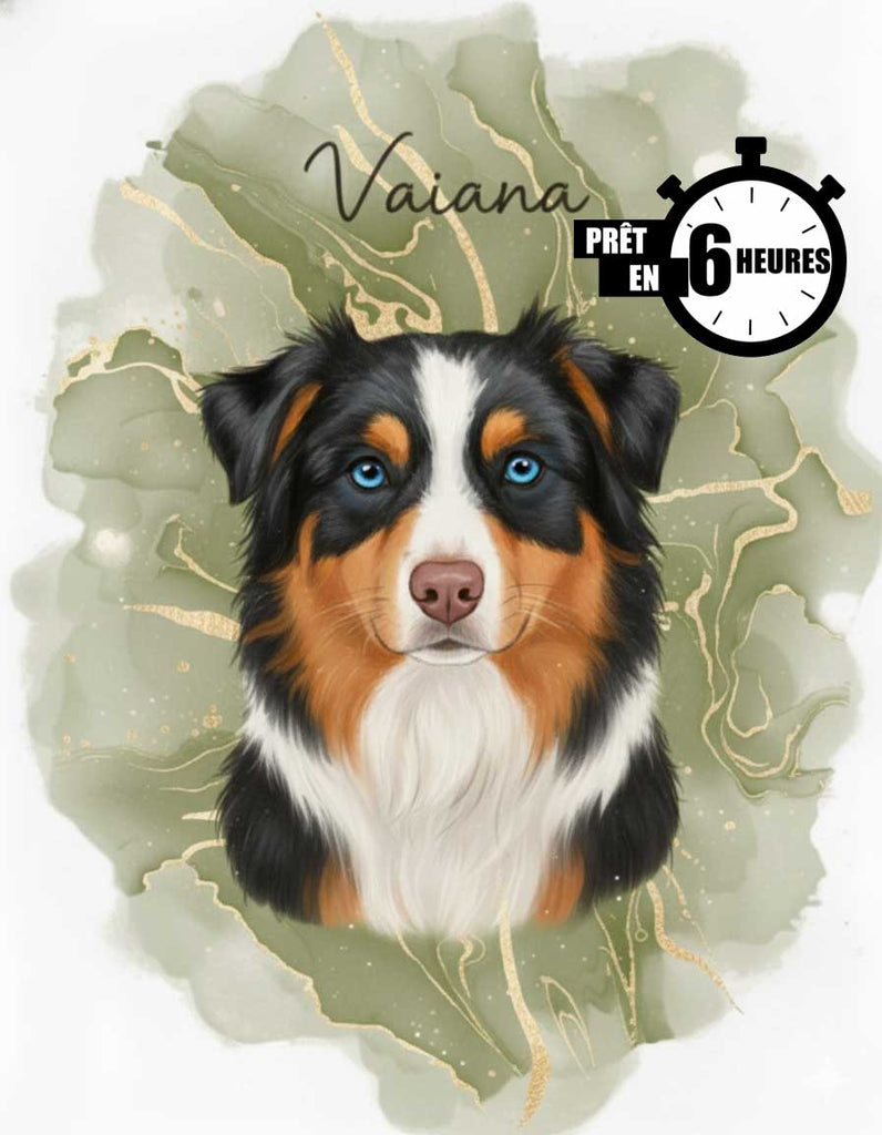Portrait personnalisé chien, Berger Australien