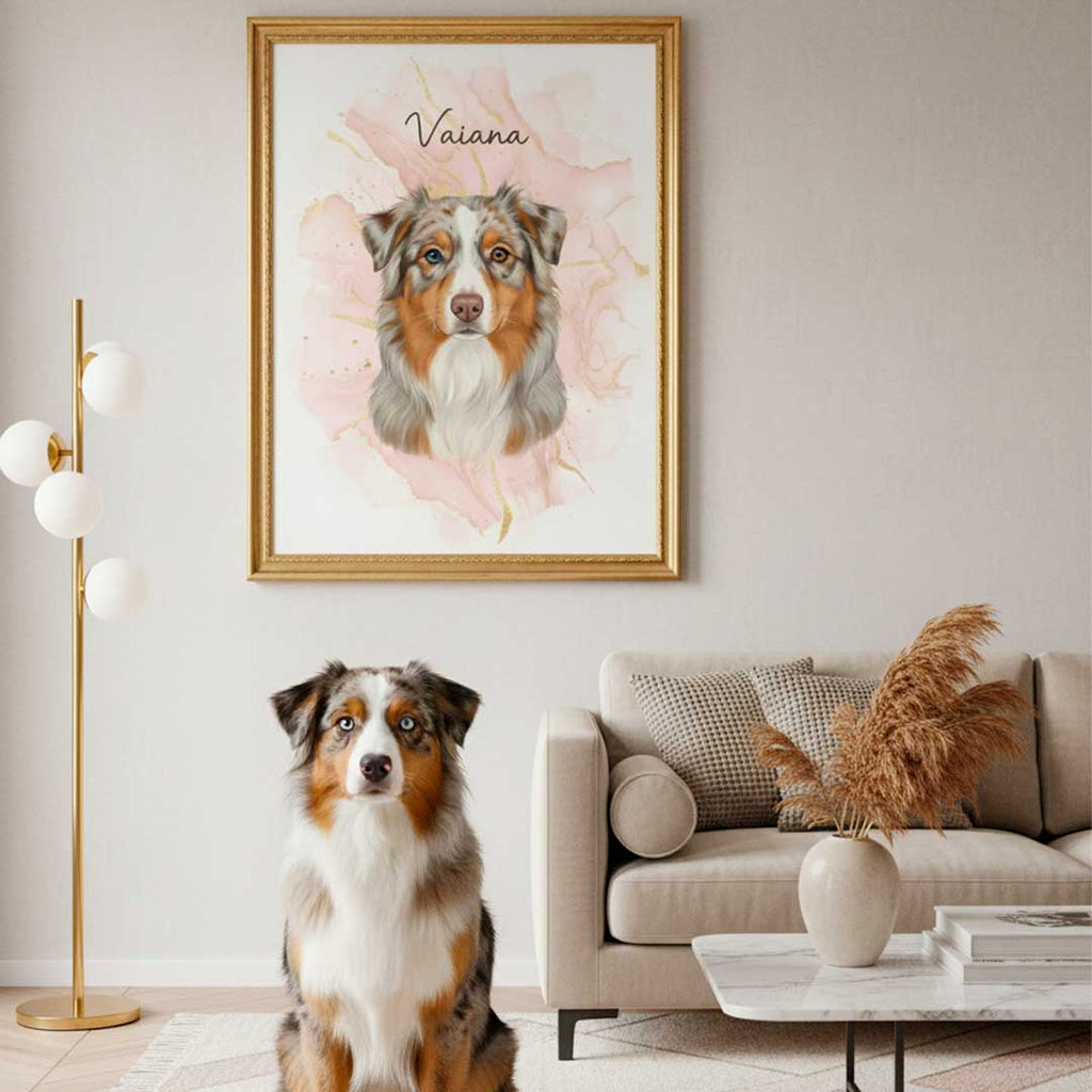 Portrait personnalisé chien, Berger Australien