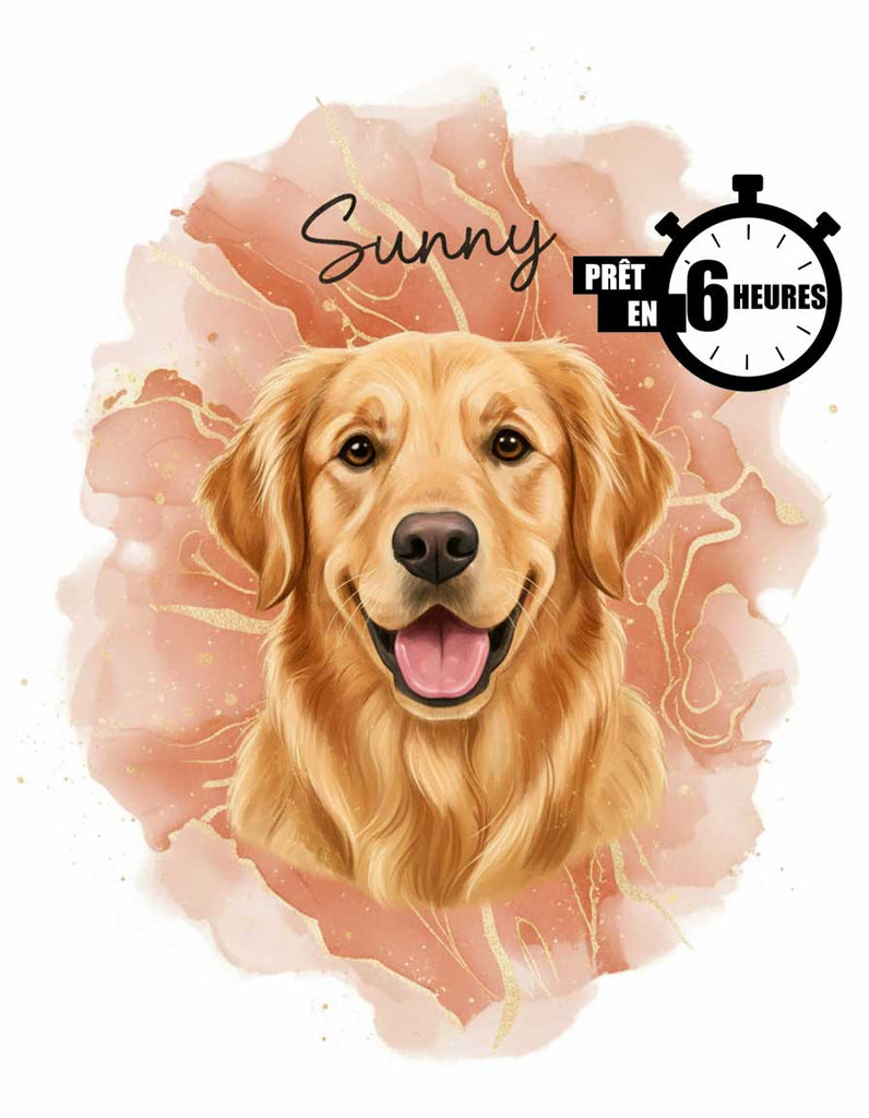 Portrait personnalisé chien, Golden Retriever