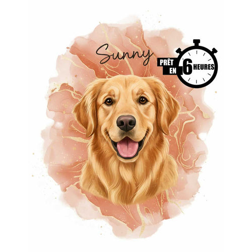 Portrait personnalisé chien, Golden Retriever