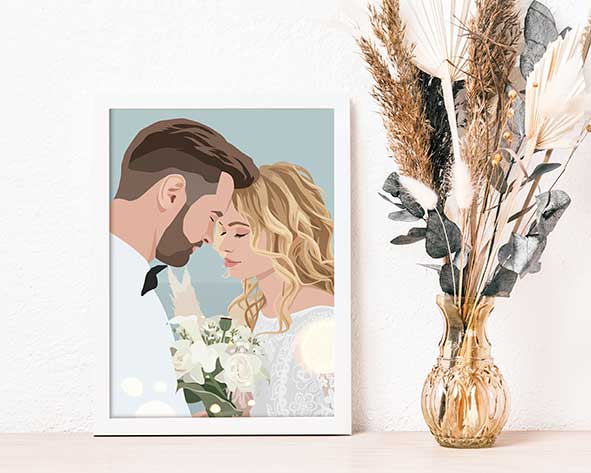 Pack Mariage : Arbre d’empreintes + Portrait personnalisé mariage – Pivoine ( jusqu'à -70%)
