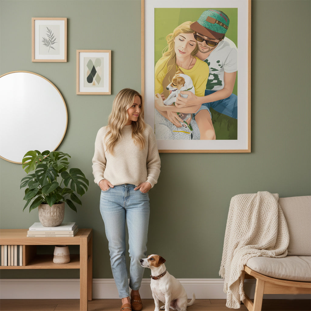 Portrait personnalisé couple d’après photo – cadeau amour, mariage ou anniversaire