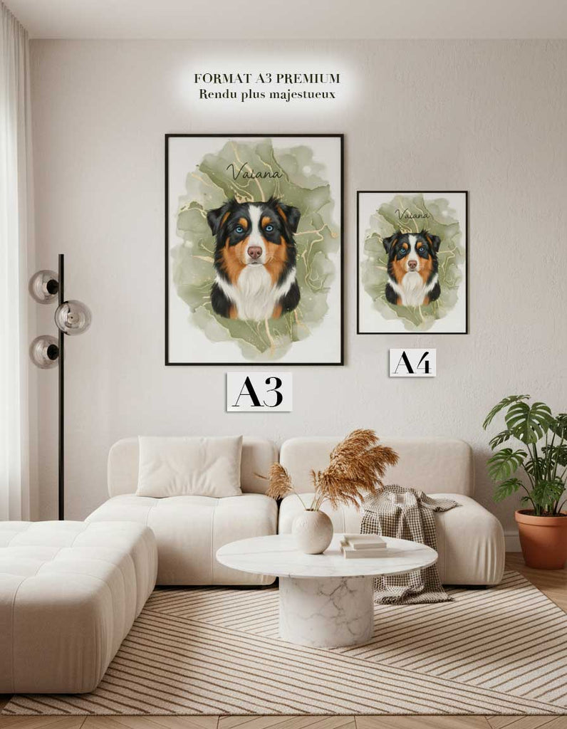 Portrait personnalisé chien, Berger Australien