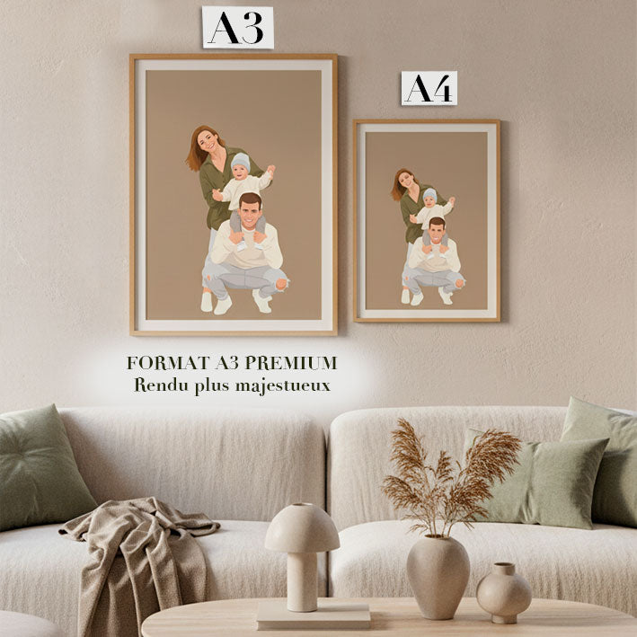 Portrait personnalisé famille – Illustration minimaliste & moderne | Omade Création