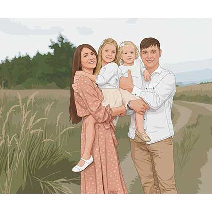 Portrait personnalisé famille – Illustration minimaliste & moderne | Omade Création