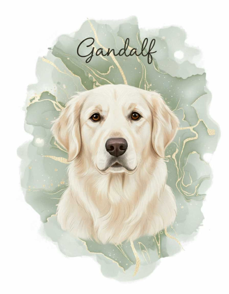 Portrait personnalisé chien, Golden Retriever
