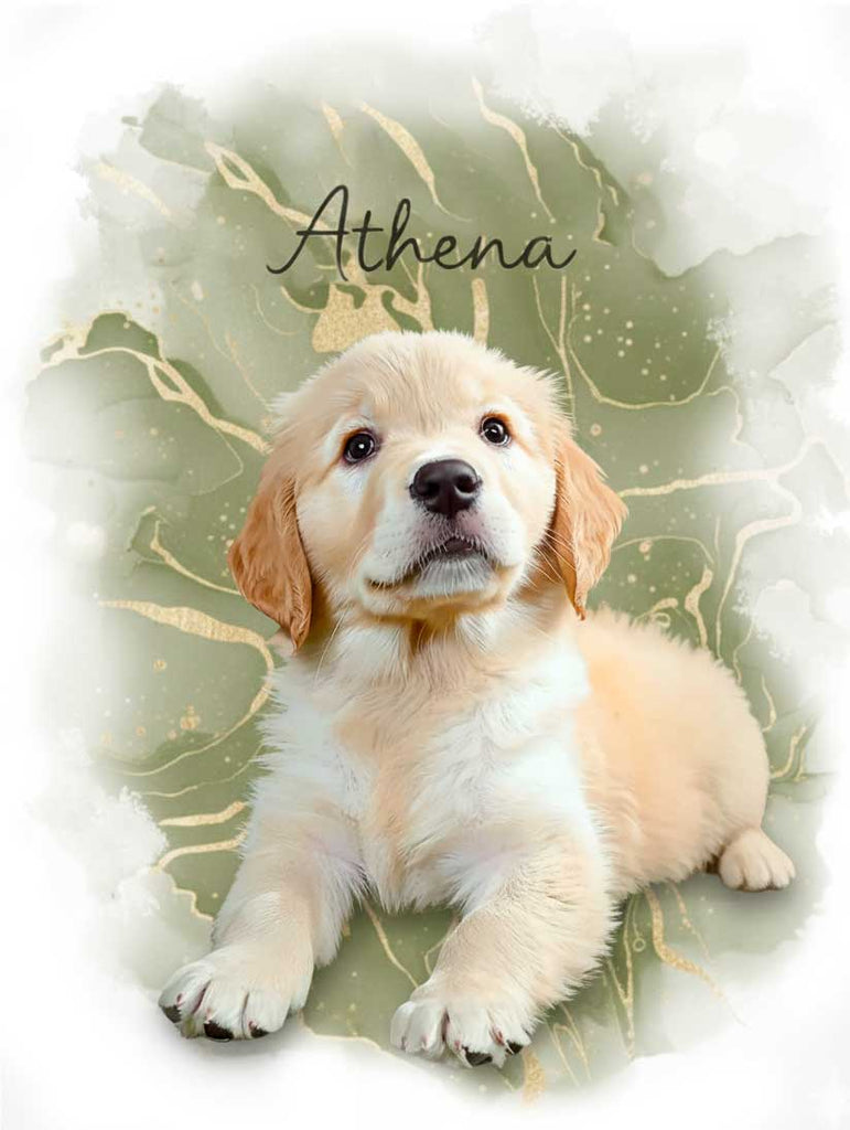 Portrait personnalisé chien, Golden Retriever