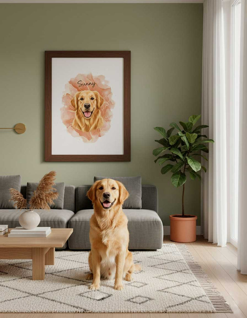 Portrait personnalisé chien, Golden Retriever