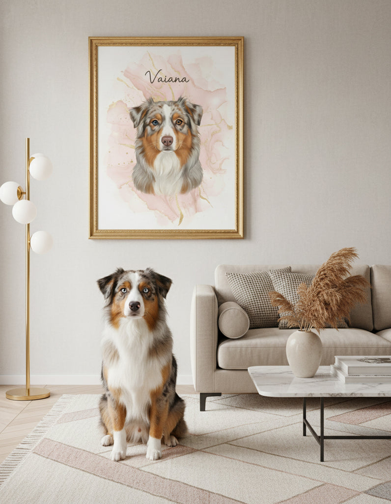 Portrait personnalisé chien, Berger Australien
