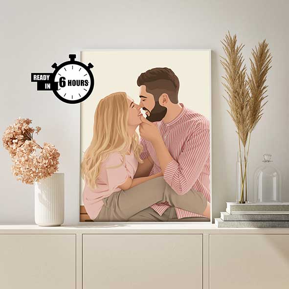 Portrait personnalisé couple d’après photo – cadeau amour, mariage ou anniversaire