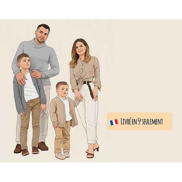 Portrait personnalisé famille – Illustration minimaliste & moderne | Omade Création