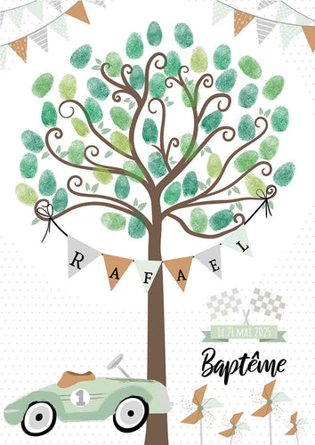 Arbre à empreintes Voiture Vintage Vert