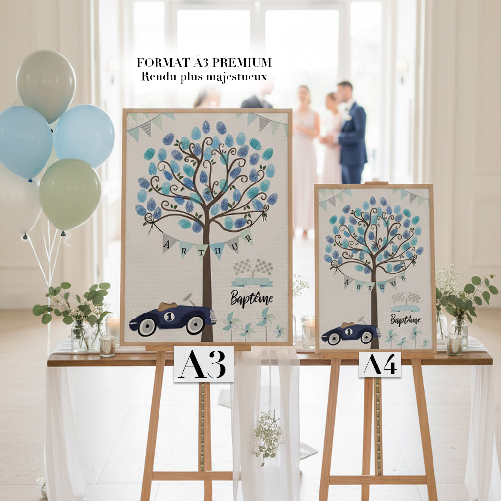 Pack Baptême : Arbre d’empreintes + Affiche personnalisé enfant – Voiture Vintage jusqu'à -70%
