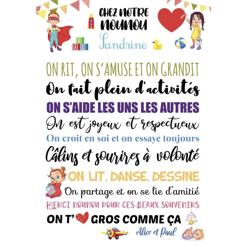 Affiche nounou personnalisée