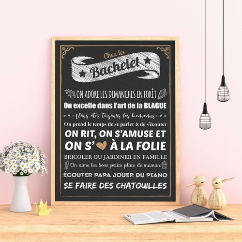 Chalkboard "Chez Les votre NOM DE FAMILLE "