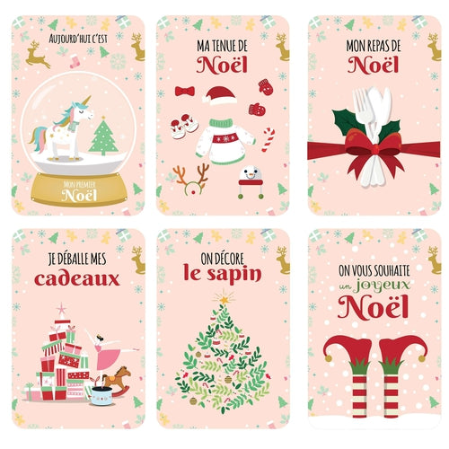 Cadeau Noël bébé - Carte voeux Noël - Carte étape bébé - Cadeau Noël-  Cadeau Naissance - Mon premier Noël - Thème Licorne