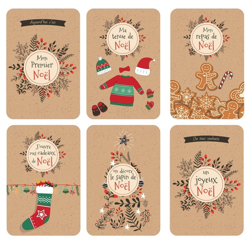 Cartes de bébé imprimables à contraste élevé de Noël, cartes
