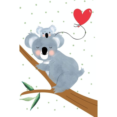 Décoration Chambre - Affiche prénom bébé -  Illustration Koala pour bébé, carte anniversaire enfant - carte un an de bébé