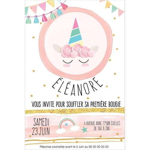 GEBETTER 12Pcs Carte Invitation Anniversaire Thème Licorne Arc-en-ciel GEBETTER 12Pcs Carte Invitation Anniversaire Thème Licorne Arc-en-ciel