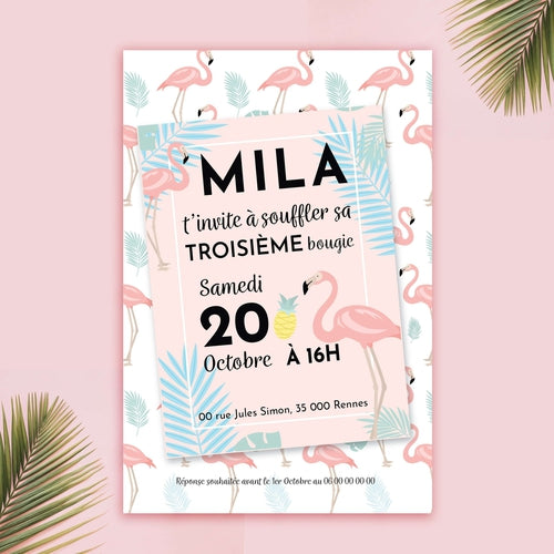 TILOVY 10 Invitation anniversaire fille - Thème tropical - Carte d